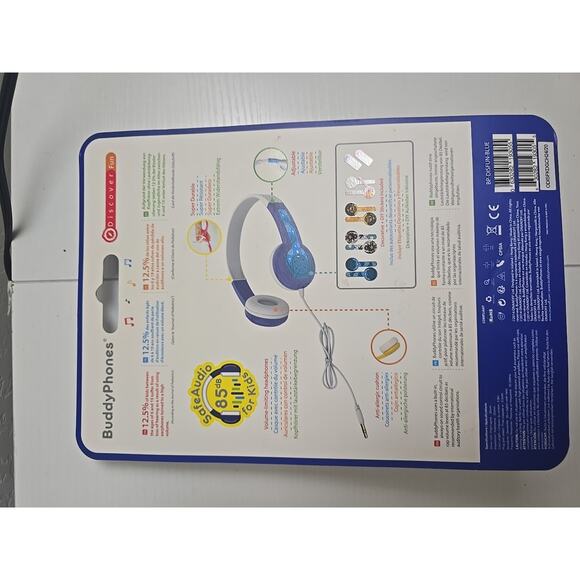 BuddyPhones DiscoverFun Wired Kids Headphones - Blue NEW OPEN !!! - Picture 4 of 4